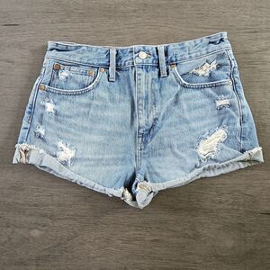 Madewell Relaxed Blye Jean Denim Shorts Sz 27 Med Wash Roll Cuff 2" Inseam